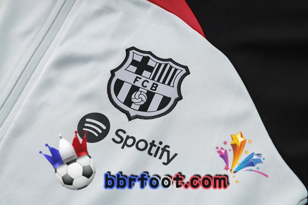 Survetement Foot - Veste FC Barcelone Blanc Noir 2023/2024