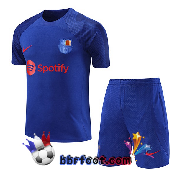 Ensemble Training T-Shirts FC Barcelone + Shorts Bleu Royal 2023/2024