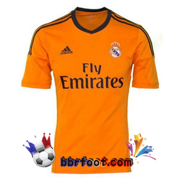 Maillot Foot Real Madrid Retro Third Orange 2013-2014