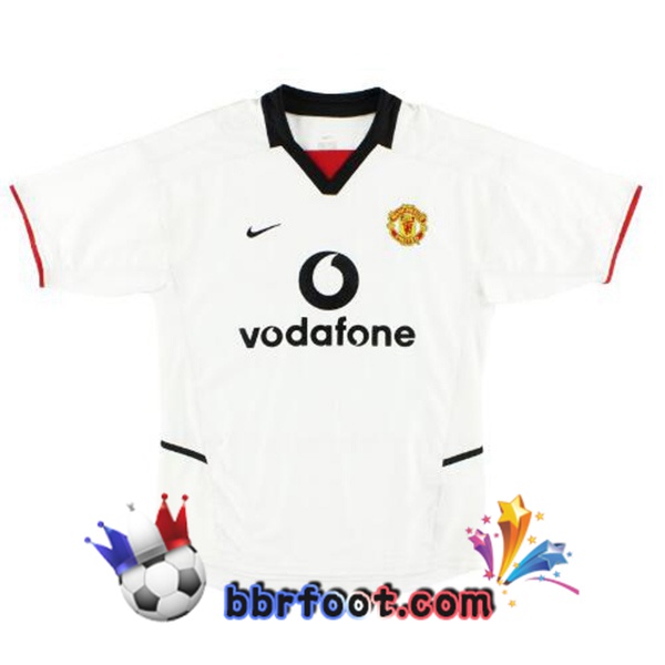 Maillot Foot Manchester United Retro Exterieur Blanc 2002-2003