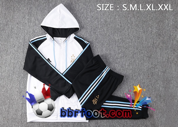 Veste A Capuche Survetement Foot Argentine Blanc 2023/2024