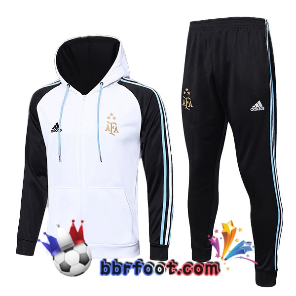 Veste A Capuche Survetement Foot Argentine Blanc 2023/2024