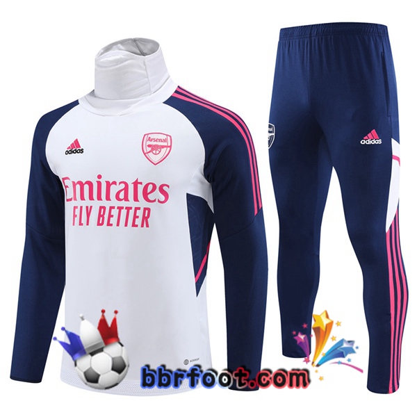 Survetement Foot Arsenal Col Haut Blanc 2023/2024
