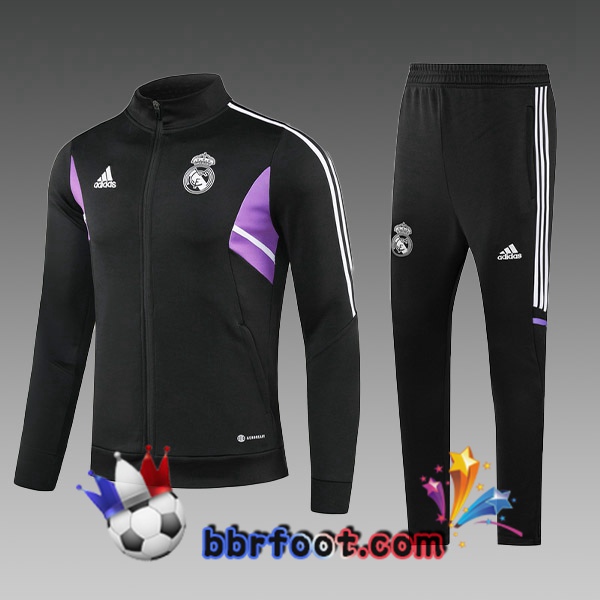 Veste Survetement Foot Real Madrid Enfant Noir 2023/2024