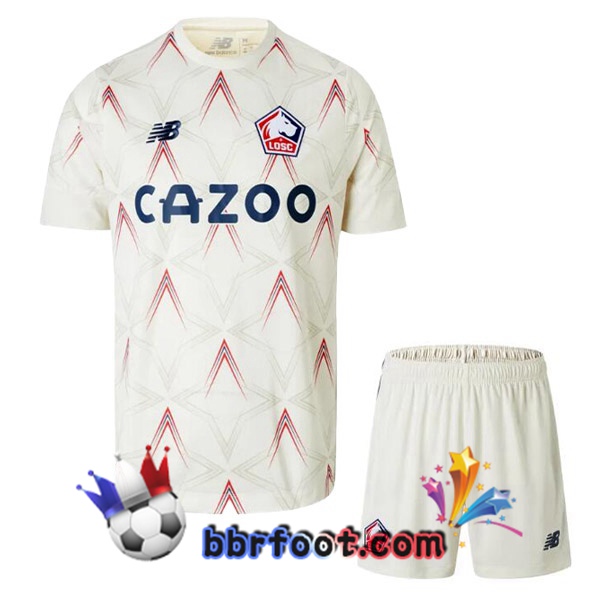 Maillot Foot Lille OSC Enfant Quatrieme Blanc 2022/2023