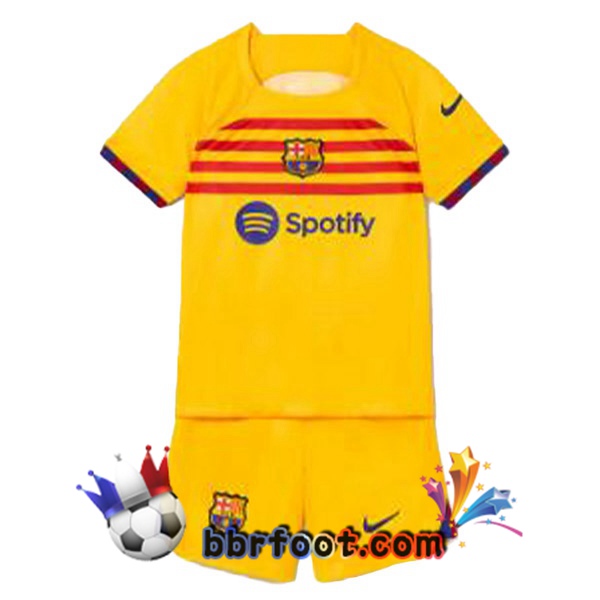 Maillot Foot FC Barcelone Enfant Quatrieme Jaune 2022/2023