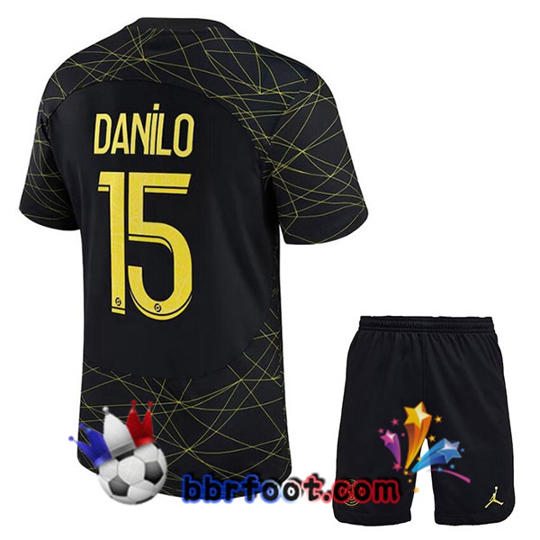 Maillot Foot Paris PSG (DANILO 15) Enfant Quatrieme Noir 2022/2023