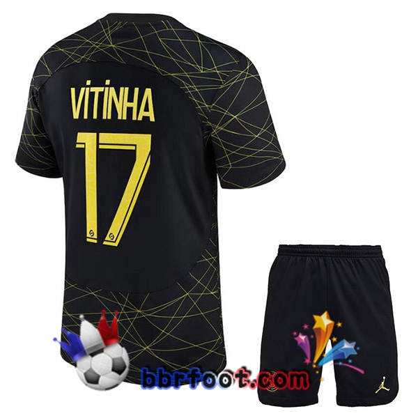 Maillot Foot Paris PSG (VITINHA 17) Enfant Quatrieme Noir 2022/2023