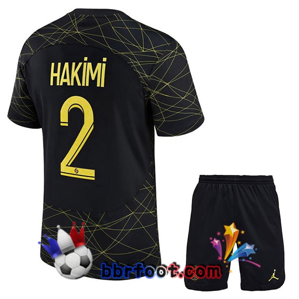 Maillot Foot Paris PSG (HAKIMI 2) Enfant Quatrieme Noir 2022/2023