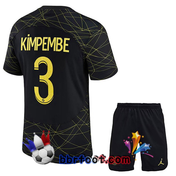 Maillot Foot Paris PSG (KIMPEMBE 3) Enfant Quatrieme Noir 2022/2023