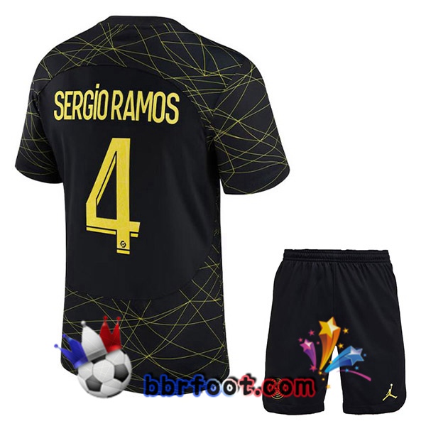 Maillot Foot Paris PSG (SERGIO RAMOS 4) Enfant Quatrieme Noir 2022/2023