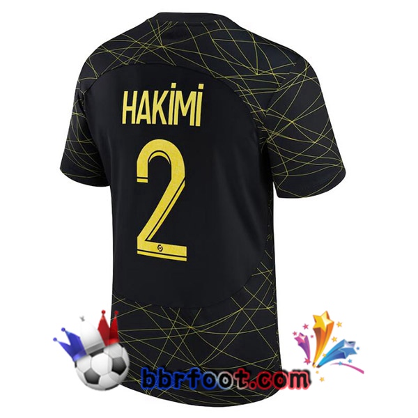 Maillot Foot Paris PSG (HAKIMI 2) Quatrieme Noir 2022/2023