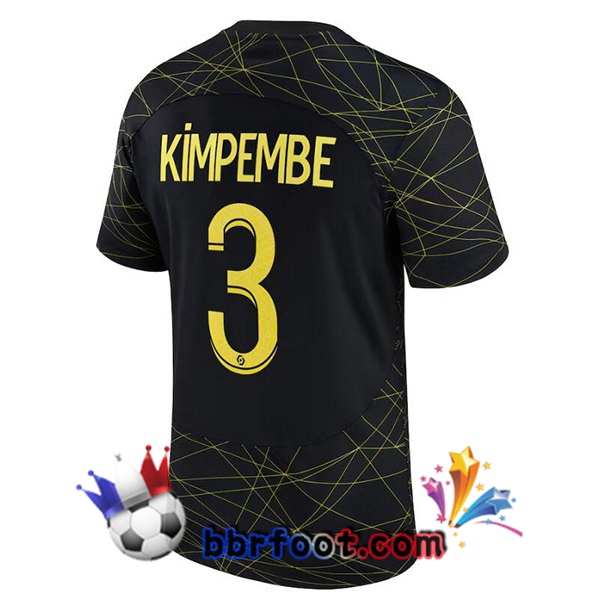 Maillot Foot Paris PSG (KIMPEMBE 3) Quatrieme Noir 2022/2023