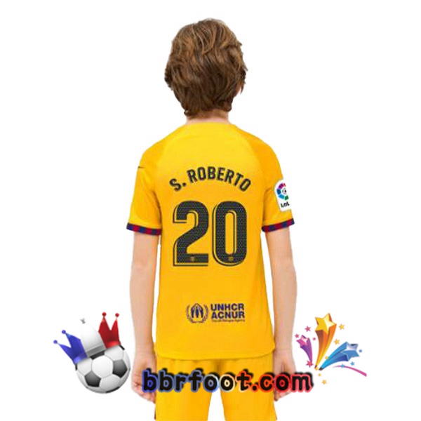 Maillot Foot FC Barcelone (S. ROBERTO 20) Enfant Quatrieme Jaune 2022/2023