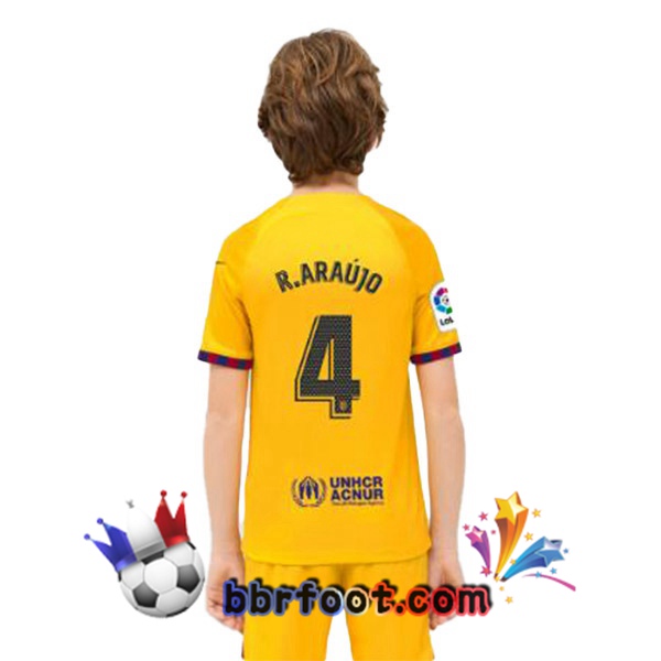 Maillot Foot FC Barcelone (R. ARAUJO 4) Enfant Quatrieme Jaune 2022/2023