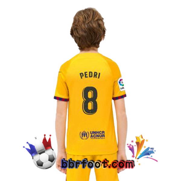 Maillot Foot FC Barcelone (PEDRI 8) Enfant Quatrieme Jaune 2022/2023