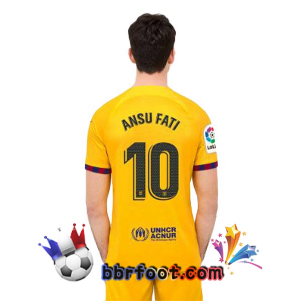Maillot Foot FC Barcelone (ANSU FATI 10) Quatrieme Jaune 2022/2023