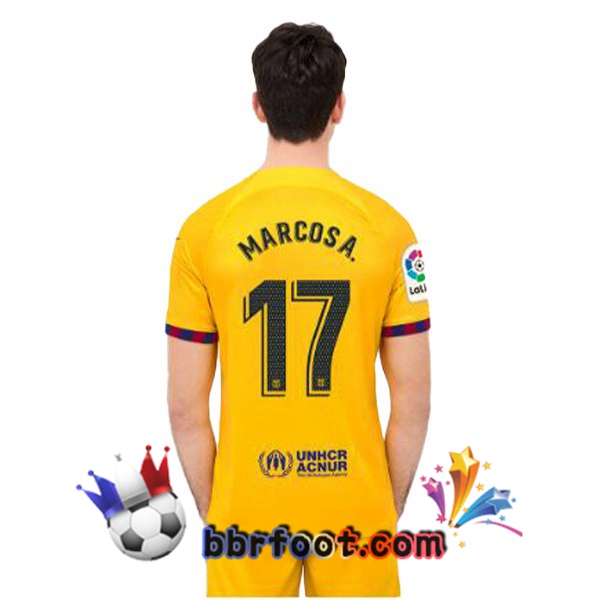 Maillot Foot FC Barcelone (MARCOS A. 17) Quatrieme Jaune 2022/2023
