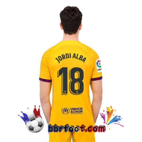 Maillot Foot FC Barcelone (JORDI ALBA 18) Quatrieme Jaune 2022/2023
