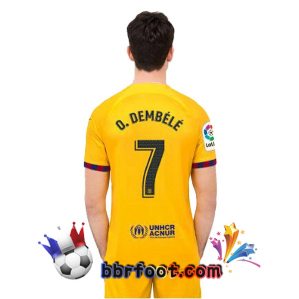 Maillot Foot FC Barcelone (O. DEMBÉLÉ 7) Quatrieme Jaune 2022/2023