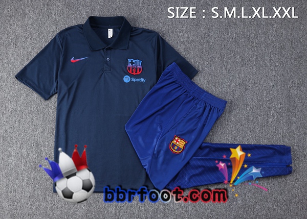 Polo Foot FC Barcelone + Pantalon Bleu Royal 2023/2024