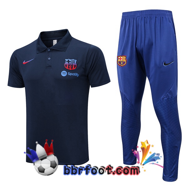 Polo Foot FC Barcelone + Pantalon Bleu Royal 2023/2024