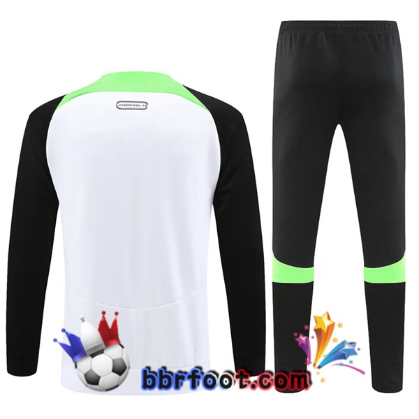 Veste Survetement Foot FC Liverpool Blanc Vert 2023/2024