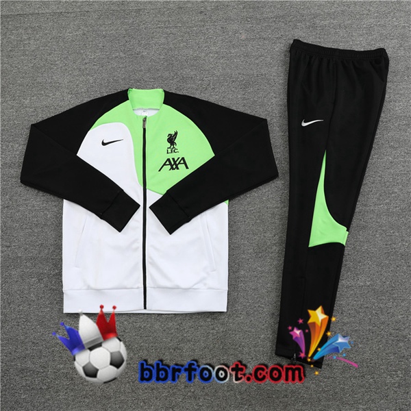 Veste Survetement Foot FC Liverpool Blanc Vert 2023/2024