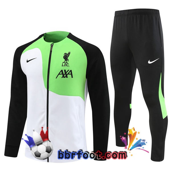 Veste Survetement Foot FC Liverpool Blanc Vert 2023/2024