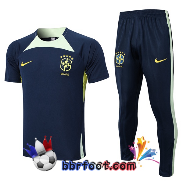 Training T-Shirts Bresil + Pantalon Bleu Royal 2023/2024