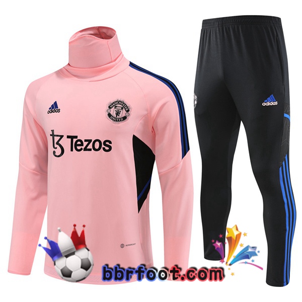 Survetement Foot Manchester United Col Haut Rose 2023/2024