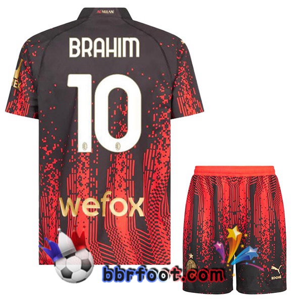 Maillot Foot AC Milan (BRAHIM 10) Enfant Quatrieme Rouge Noir 2022/2023 Maillot Foot AC Milan (BRAHIM 10) Enfant Quatrieme Rouge Noir 2022/2023