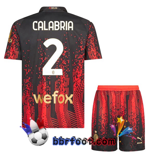 Maillot Foot AC Milan (CALABRIA 2) Enfant Quatrieme Rouge Noir 2022/2023