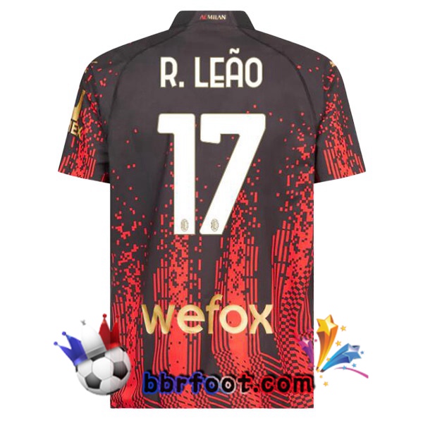 Maillot Foot AC Milan (R. LEÃO 17) Quatrieme Rouge Noir 2022/2023