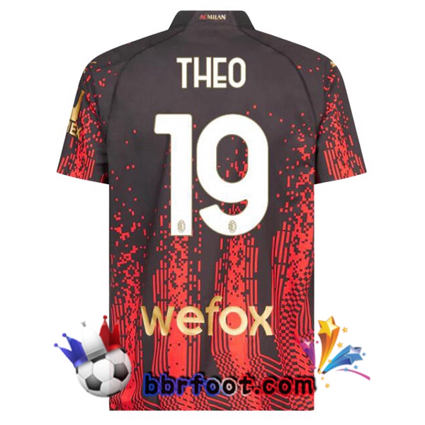 Maillot Foot AC Milan (THEO 19) Quatrieme Rouge Noir 2022/2023