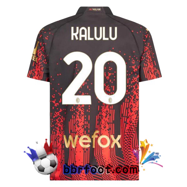 Maillot Foot AC Milan (KALULU 20) Quatrieme Rouge Noir 2022/2023