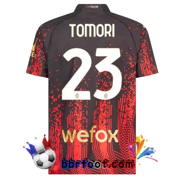 Maillot Foot AC Milan (TOMORI 23) Quatrieme Rouge Noir 2022/2023