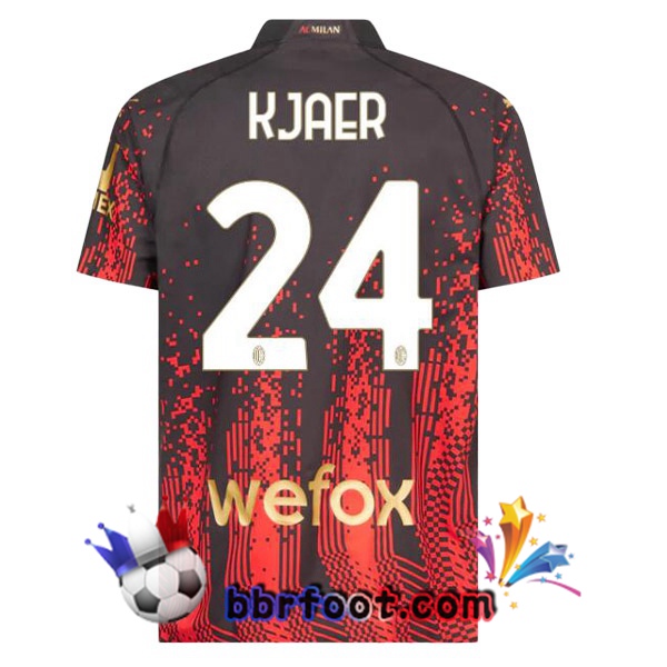 Maillot Foot AC Milan (KJAER 24) Quatrieme Rouge Noir 2022/2023