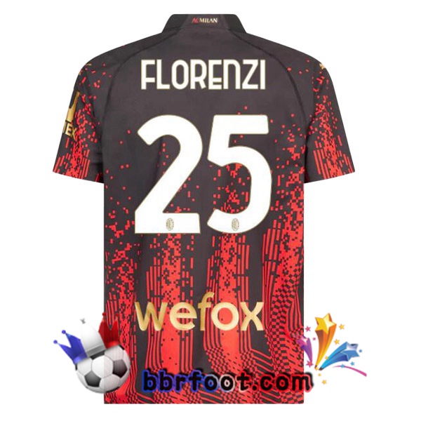 Maillot Foot AC Milan (FLORENZI 25) Quatrieme Rouge Noir 2022/2023