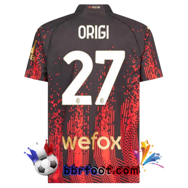 Maillot Foot AC Milan (ORIGI 27) Quatrieme Rouge Noir 2022/2023