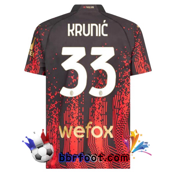 Maillot Foot AC Milan (KRUNIĆ 33) Quatrieme Rouge Noir 2022/2023