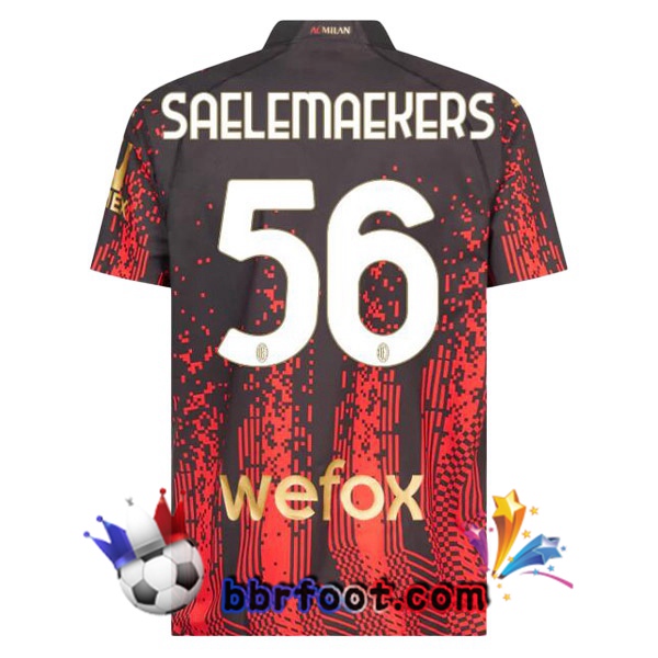 Maillot Foot AC Milan (SAELEMAEKERS 56) Quatrieme Rouge Noir 2022/2023