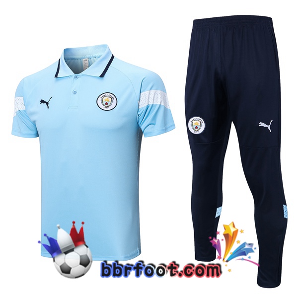 Polo Foot Manchester City + Pantalon Bleu 2023/2024