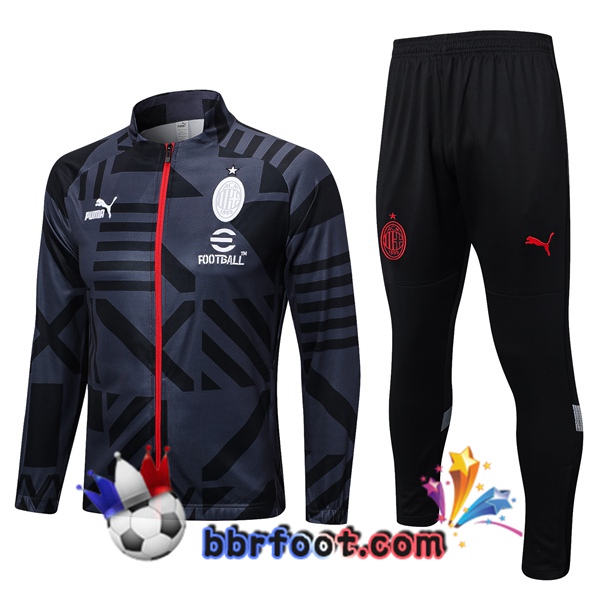 Veste Survetement Foot AC Milan Noir 2023/2024