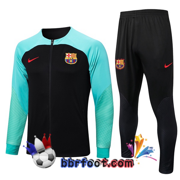 Veste Survetement Foot FC Barcelone Noir Vert 2023/2024