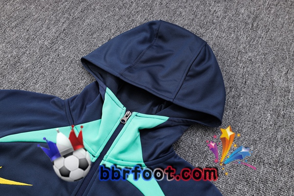 Veste A Capuche Survetement Foot Bresil Bleu Royal 2023/2024