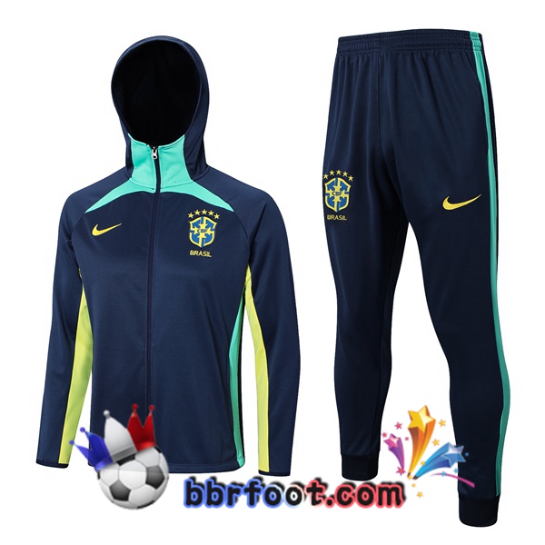 Veste A Capuche Survetement Foot Bresil Bleu Royal 2023/2024