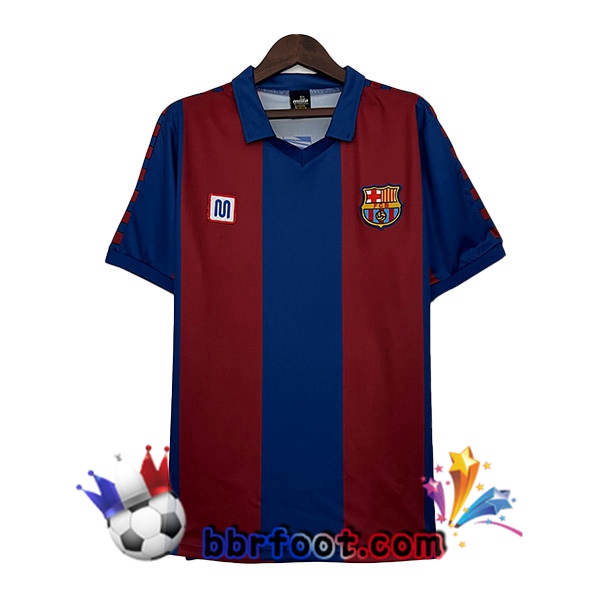 Maillot Foot FC Barcelone Retro Domicile Rouge Bleu 1980-1982