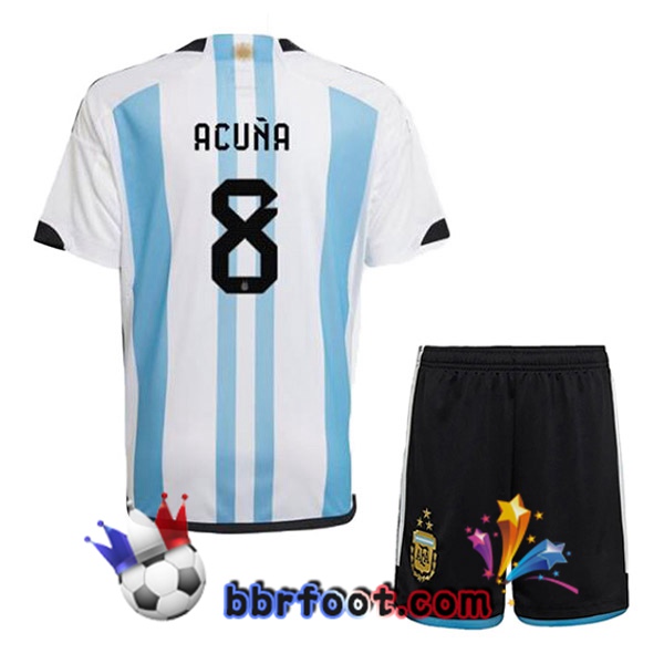 3 Étoiles Maillots Equipe De Argentine (ACUÑA 8) Enfant Domicile Bleu Blanc 2022/2023
