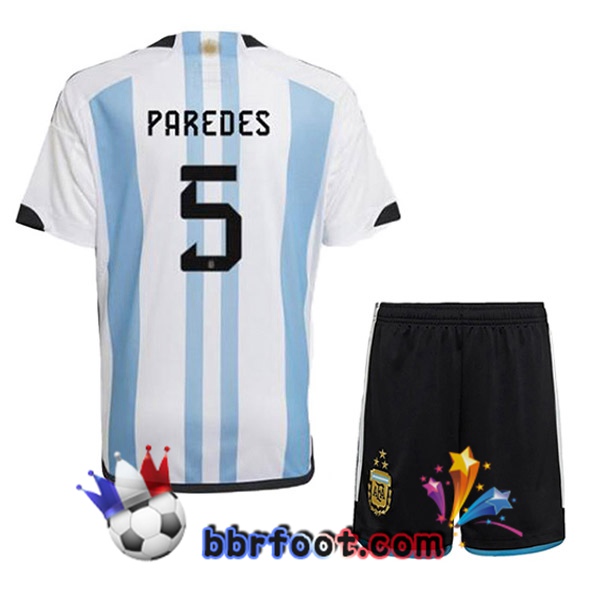 3 Étoiles Maillots Equipe De Argentine (PAREDES 5) Enfant Domicile Bleu Blanc 2022/2023